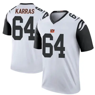 Men's Legend Ted Karras Cincinnati Bengals White Color Rush Jersey