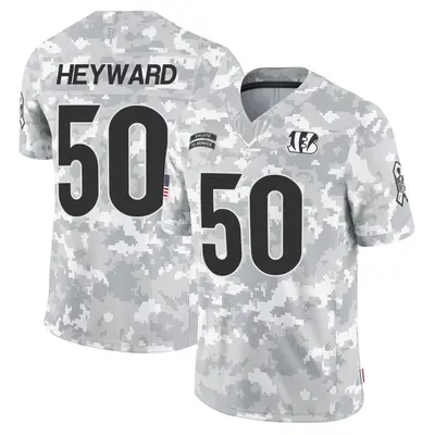 Men's Limited Shaka Heyward Cincinnati Bengals Arctic Camo 2024 Salute to Service Jersey