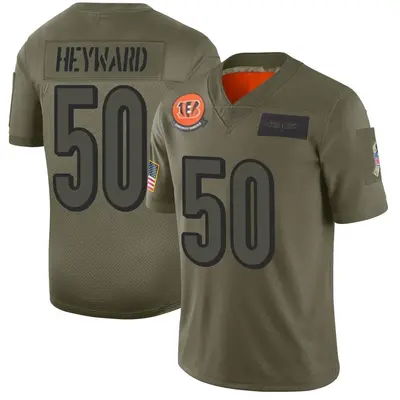 Men's Limited Shaka Heyward Cincinnati Bengals Camo 2019 Salute to Service Jersey
