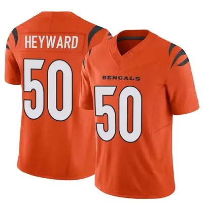 Men's Limited Shaka Heyward Cincinnati Bengals Orange Vapor F.U.S.E. Jersey