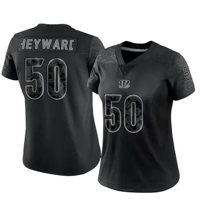 Women's Limited Shaka Heyward Cincinnati Bengals Black Reflective Jersey