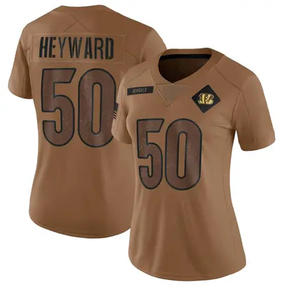 Women's Limited Shaka Heyward Cincinnati Bengals Brown 2023 Salute To Service Jersey