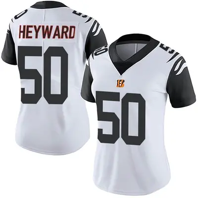 Women's Limited Shaka Heyward Cincinnati Bengals White Color Rush Vapor Untouchable Jersey